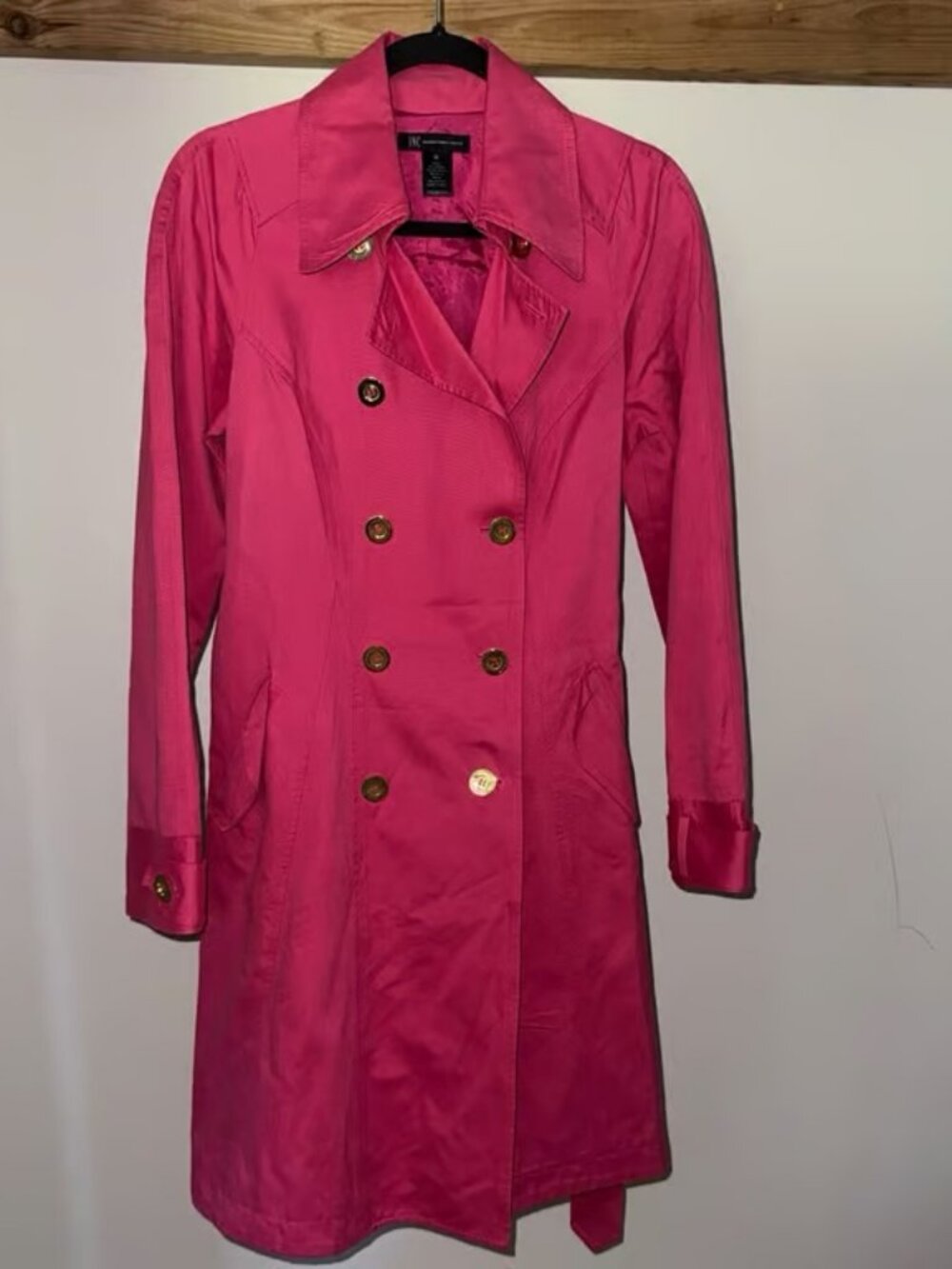 INC Pink Double Breasted Trench Coat Women's Size Medium